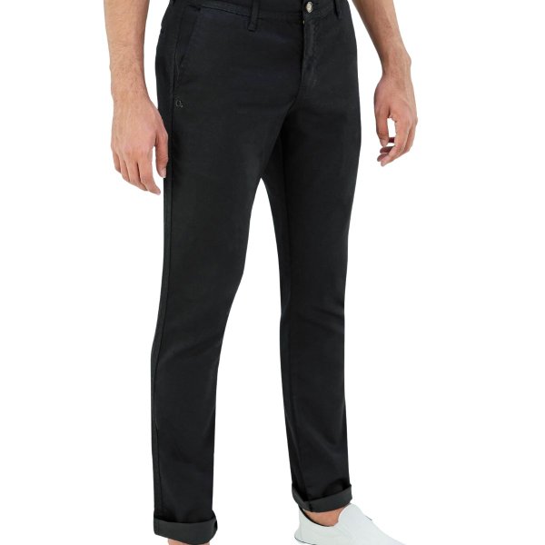 Calça Masculina Ogochi Sarja Slim Fit Esporte Fino Preta 005